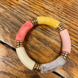 Pink, yellow, ivory and clear acrylic bracelet NWT